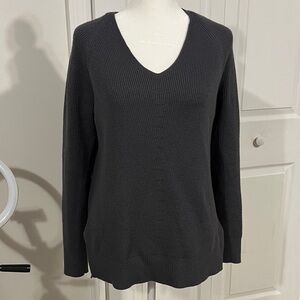 Elegant Charcoal V-Neck Sweater